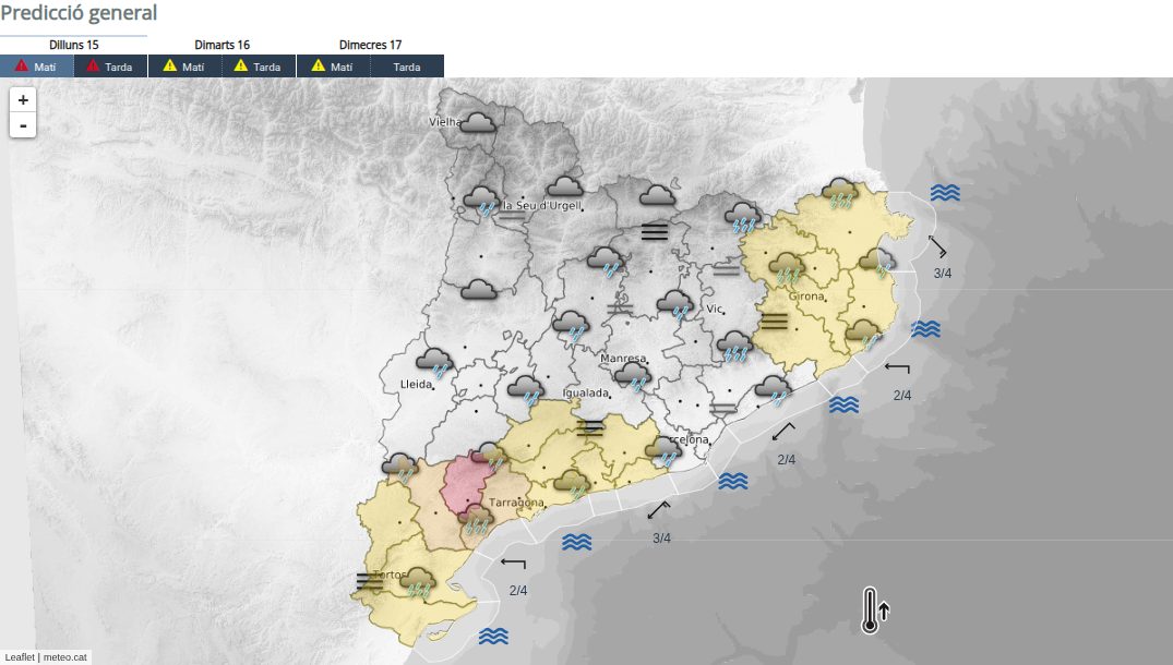 Activen el Pla Inuncat en fase d’alerta al Priorat per acumulació de pluja